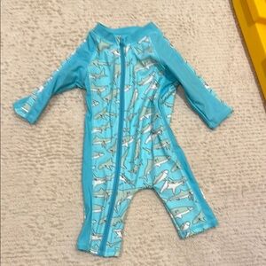 SwimZip Blue Shark Print Baby Swimsuit